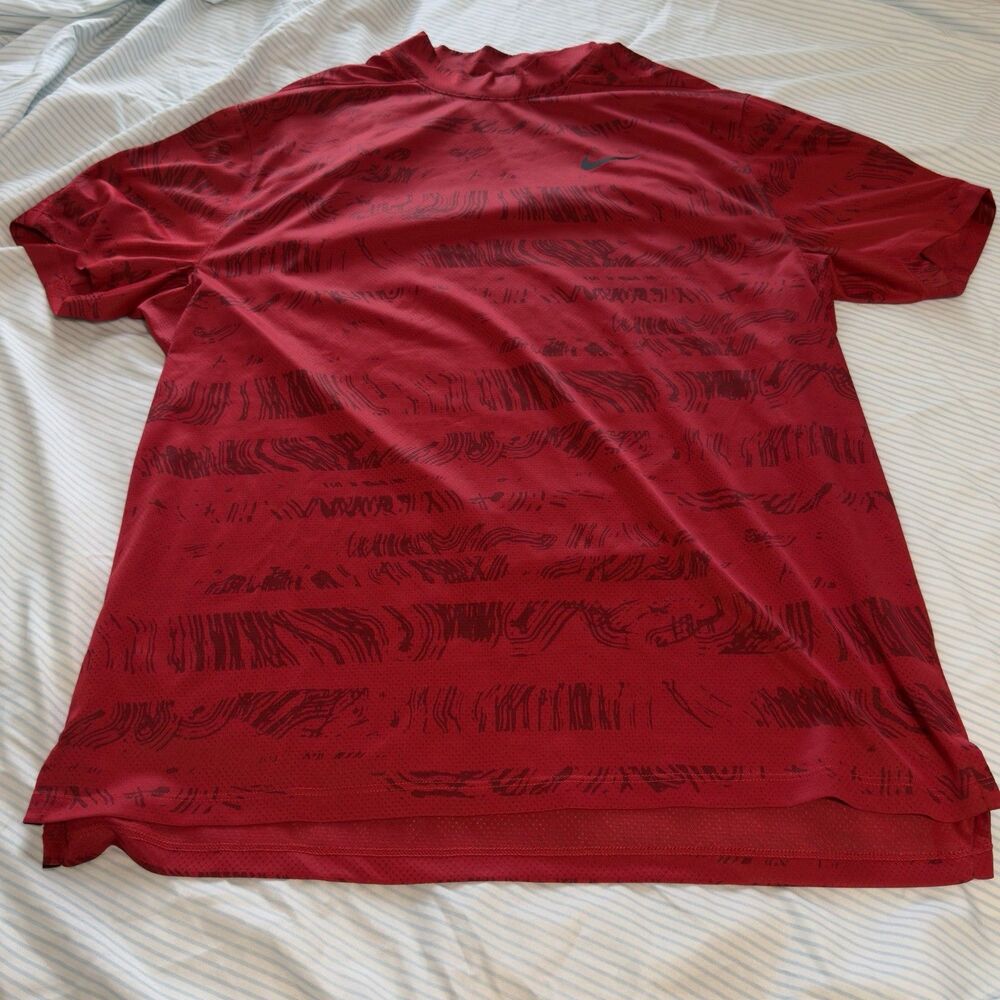 Nike Golf Tiger Woods ADV Dri Fit Mock Polo DJ6842 687 Sunday Red Black Sz L